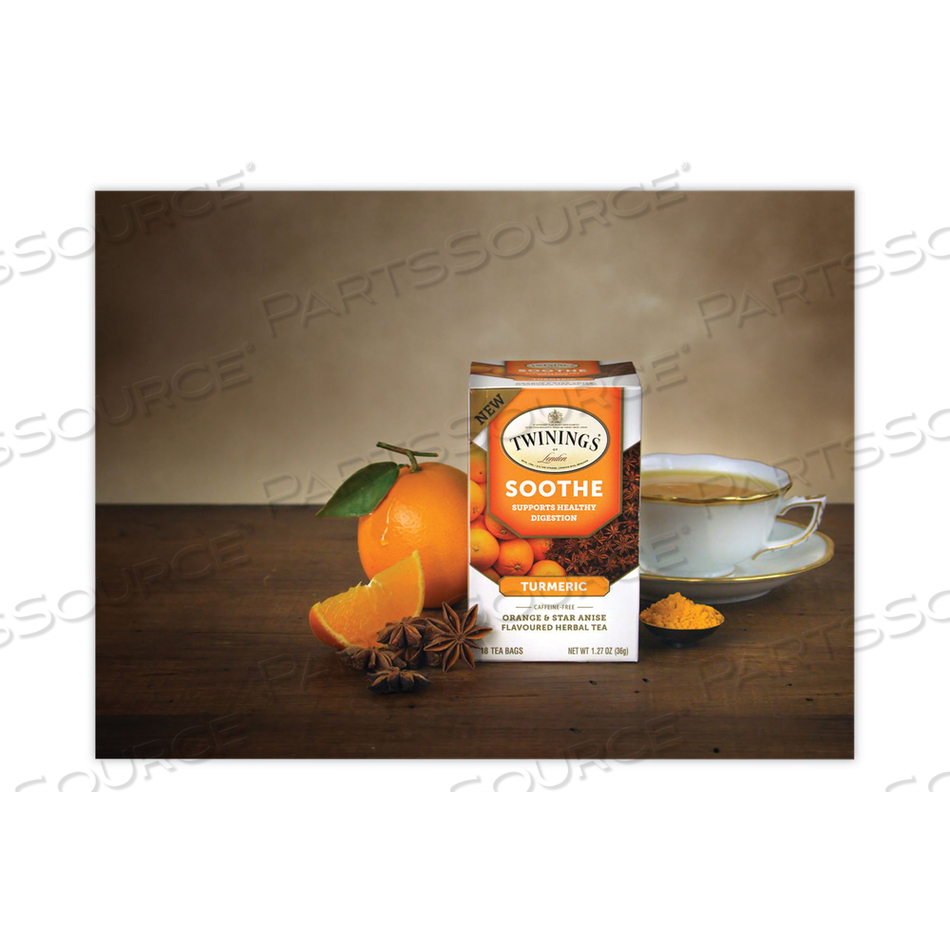 SOOTHE DECAF ORANGE AND STAR ANISE HERBAL TEA BAGS, 0.07 OZ BAG, 18/BOX 