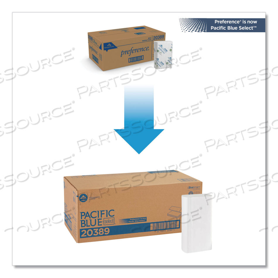 PACIFIC BLUE SELECT FOLDED PAPER TOWELS, 9.2 X 9.4, WHITE by Georgia-Pacific PACIFIC BLUE SELECT FOLDED PAPER TOWELS, 9.2 X 9.4, WHITE by Georgia-Pacific