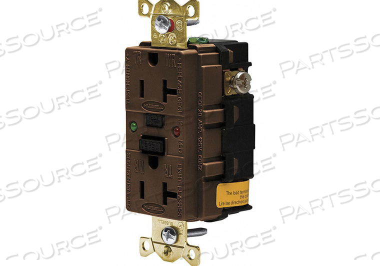 GFCI RECEPTACLE 20A 125VAC 5-20R BROWN by Hubbell Incorporated, Wiring Device-Kellums GFCI RECEPTACLE 20A 125VAC 5-20R BROWN by Hubbell Incorporated, Wiring Device-Kellums