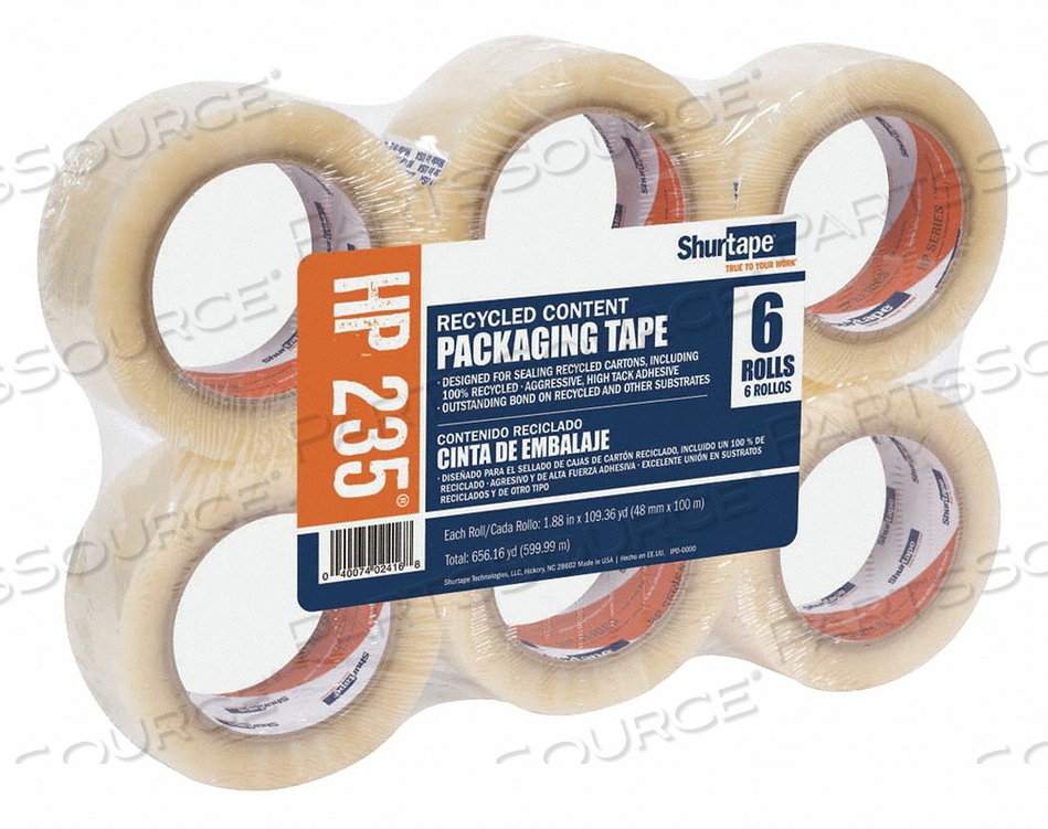 PACKAGING TAPE 100M L X 48MM W CLEAR PK6 by Shurtape PACKAGING TAPE 100M L X 48MM W CLEAR PK6 by Shurtape