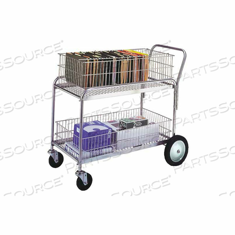 OFFICE & MAIL CART 43X23.75 5" RUBBER CASTERS & 10" WHEELS by Wesco OFFICE & MAIL CART 43X23.75 5" RUBBER CASTERS & 10" WHEELS by Wesco