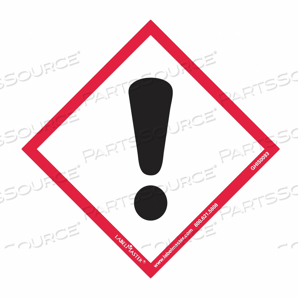 GHS EXCLAMATION MARK LABEL 4 H 4 W PK50 by Labelmaster