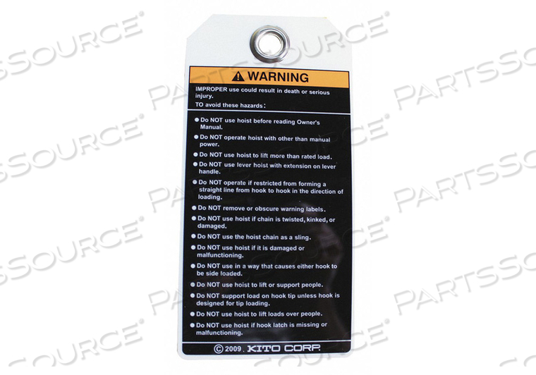 TAG SAFETY WARNING by Harrington