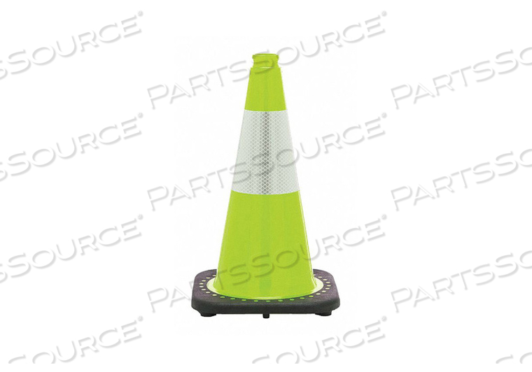 TRAFFIC CONE, NOT APPROVED FOR ROADWAY USE, REFLECTIVE, GRIP TOP WITH BLACK BASE, 18 IN CONE HT, PVC by JBC Safety Plastic, Inc. TRAFFIC CONE, NOT APPROVED FOR ROADWAY USE, REFLECTIVE, GRIP TOP WITH BLACK BASE, 18 IN CONE HT, PVC by JBC Safety Plastic, Inc.