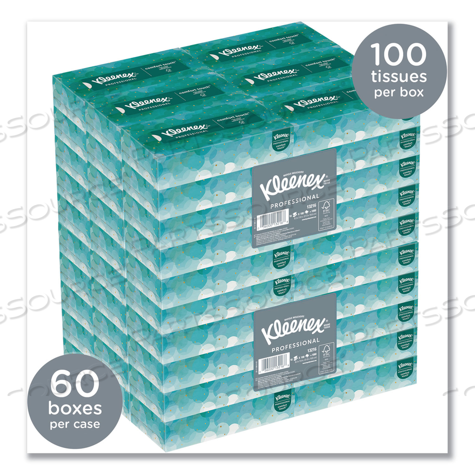 WHITE FACIAL TISSUE FOR BUSINESS, 2-PLY, WHITE, 100 SHEETS/BOX, 10 BOXES/BUNDLE, 6 BUNDLES/CARTON 