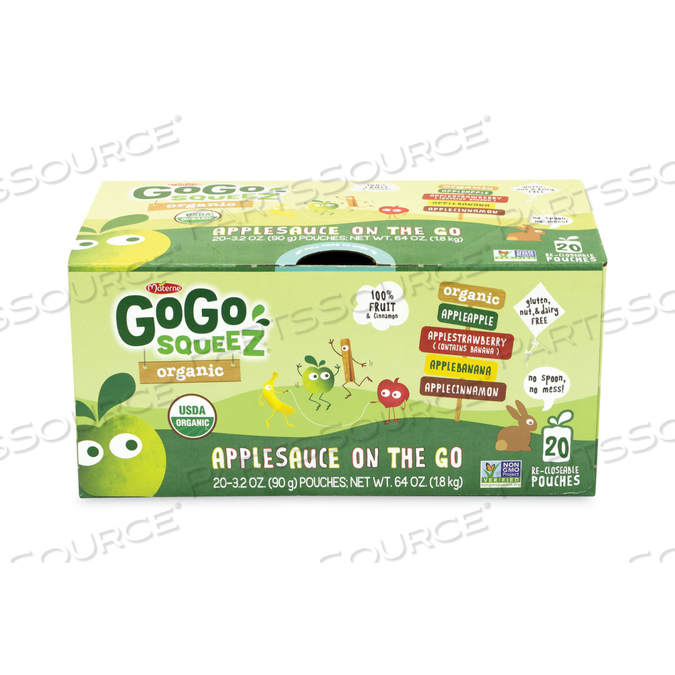 FRUIT ON THE GO, VARIETY APPLESAUCE, 3.2 OZ POUCH, 20/BOX 