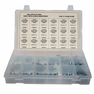 275 PIECE SHEET METAL SCREW ASSORTMENT - #6 TO #14 - PHILLIPS FLAT HEAD - STEEL - ZINC PLATED by Titan Fasteners