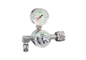 SINGLE STAGE PRESET REGULATOR, CGA 540 HAND TIGHT NUT AND NIPPLE, 50 PSI PRESET, 3000 PSI INLET, MEETS FDA, ISO 9001, 2 IN DIA by Western Enterprises