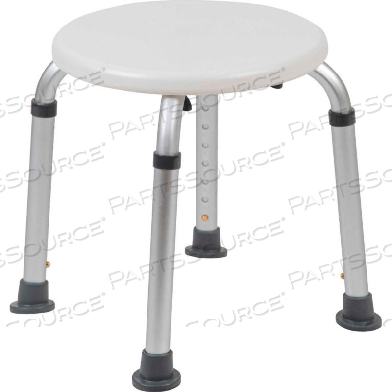 FLASH FURNITURE HERCULES SERIES ADJUSTABLE HEIGHT BATH STOOL, 12.75" DIA. SEAT, 14.25"-21"H, WHITE by Approved Vendor