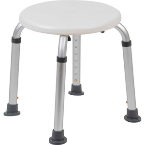 FLASH FURNITURE HERCULES SERIES ADJUSTABLE HEIGHT BATH STOOL, 12.75" DIA. SEAT, 14.25"-21"H, WHITE by Approved Vendor