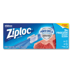 SLIDER FREEZER BAGS, 1 QT, 1.75 MIL, 5.88" X 1.88" X 7.88", CLEAR, 34/BOX by Ziploc SLIDER FREEZER BAGS, 1 QT, 1.75 MIL, 5.88" X 1.88" X 7.88", CLEAR, 34/BOX by Ziploc