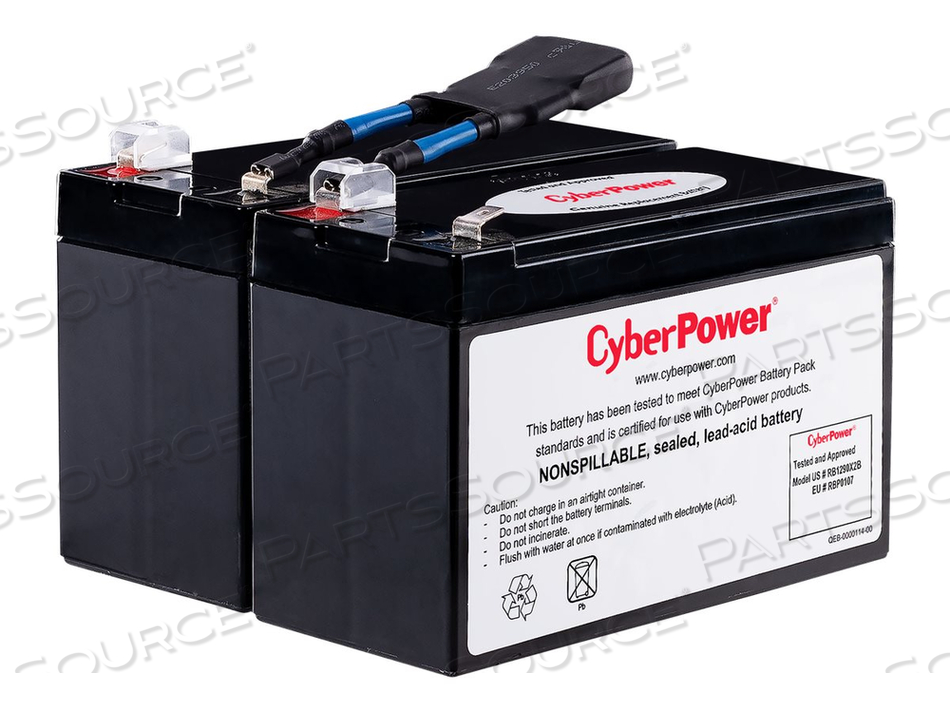 RB1290X2B, UPS BATTERY, 2 X BATTERY, LEAD ACID, 9 AH, UNITED STATES, FOR PFC SINEWAVE SERIES OR1500PFCLCD by CyberPower RB1290X2B, UPS BATTERY, 2 X BATTERY, LEAD ACID, 9 AH, UNITED STATES, FOR PFC SINEWAVE SERIES OR1500PFCLCD by CyberPower
