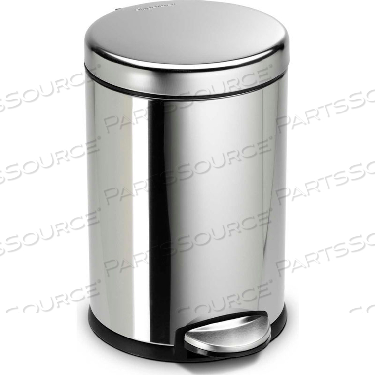 MINI ROUND STEP CAN - 1-1/5 GALLON POLISHED SS by Simplehuman