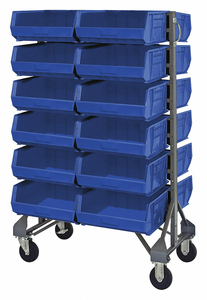 MOBILE BIN RAIL FLOOR RACK 24 BINS BLUE by Quantum Storage Systems