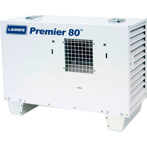 PORTABLE GAS HEATER PREMIER 80, 80K BTU, LPG, WITH THERMOSTAT, HOSE, REGULATOR by L.B. White Co., Inc.