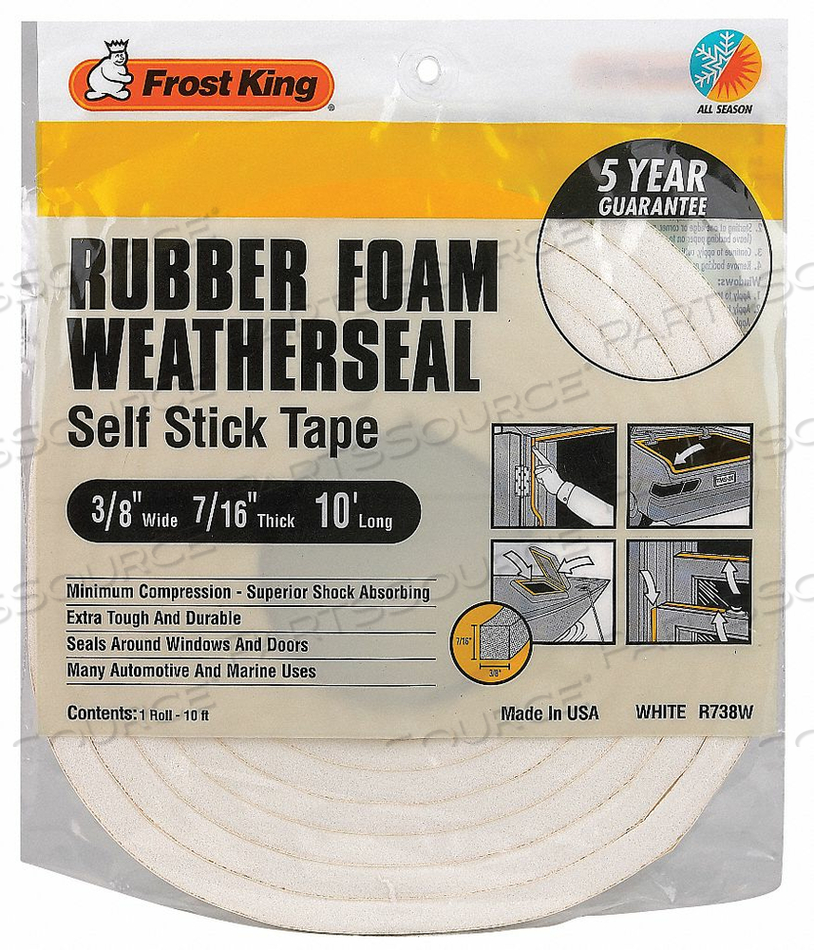 H3684 SPNGE RUBBER FOAM TAPE 3/8IN.X10 FT. by Thermwell Products Co., Inc.