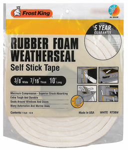H3684 SPNGE RUBBER FOAM TAPE 3/8IN.X10 FT. by Thermwell Products Co., Inc.