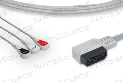 BRAEMAR, INC. COMPATIBLE ECG TELEMETRY LEADWIRE 3 LEADS SNAP 