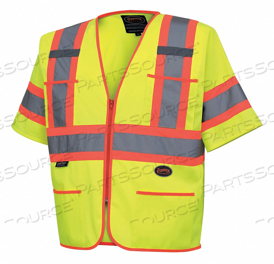 SLEEVED VEST POLYESTER HI-VIS YELLOW 4XL 