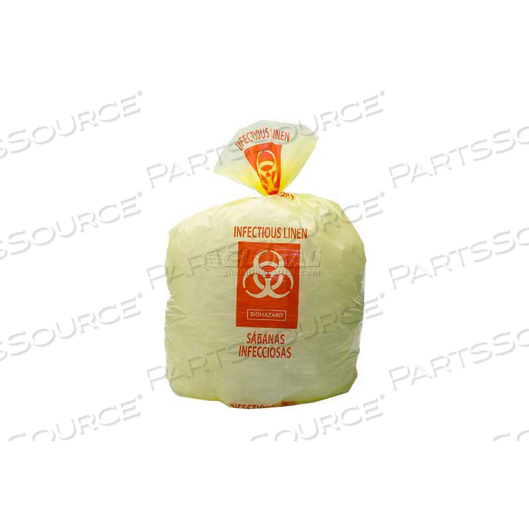HIGH DENSITY YELLOW INFECTIOUS LINEN LINER, 14 MICRONS, 31" X 43", PKG QTY 250 by Elkay Plastics HIGH DENSITY YELLOW INFECTIOUS LINEN LINER, 14 MICRONS, 31" X 43", PKG QTY 250 by Elkay Plastics
