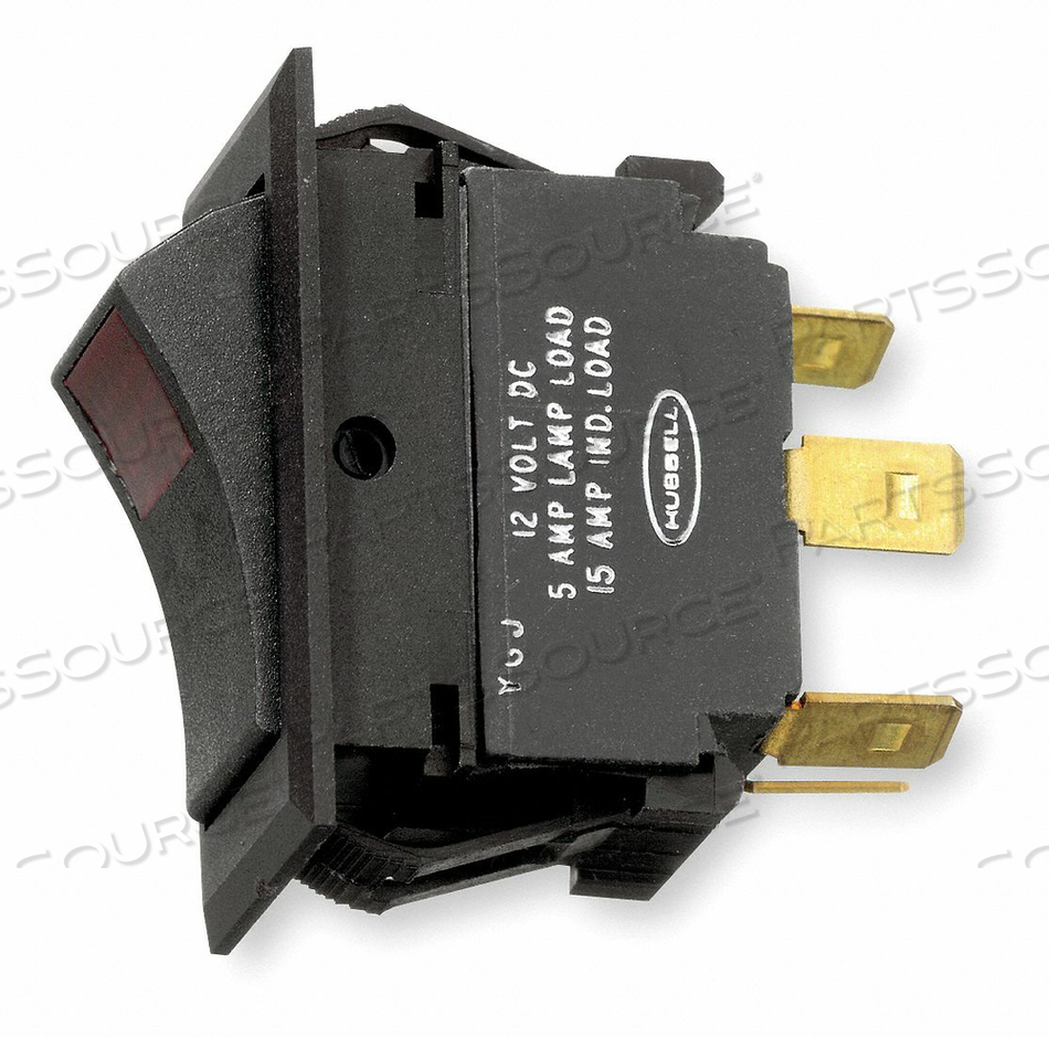 LIGHTED ROCKER SWITCH SPST 4 CONNECTIONS by Hubbell Incorporated, Wiring Device-Kellums