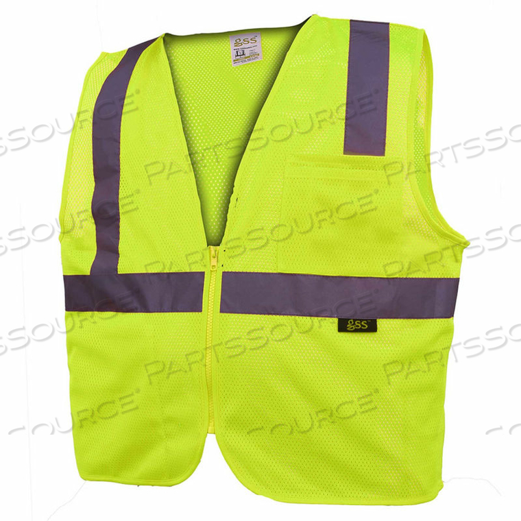 1001 STANDARD CLASS 2 MESH ZIPPER SAFETY VEST, LIME, LARGE by GSS Safety LLC
