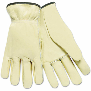 3200L FULL LEATHER COW GRAIN DRIVER GLOVES, TAN, LARGE, 12 PAIRS by MCR Safety
