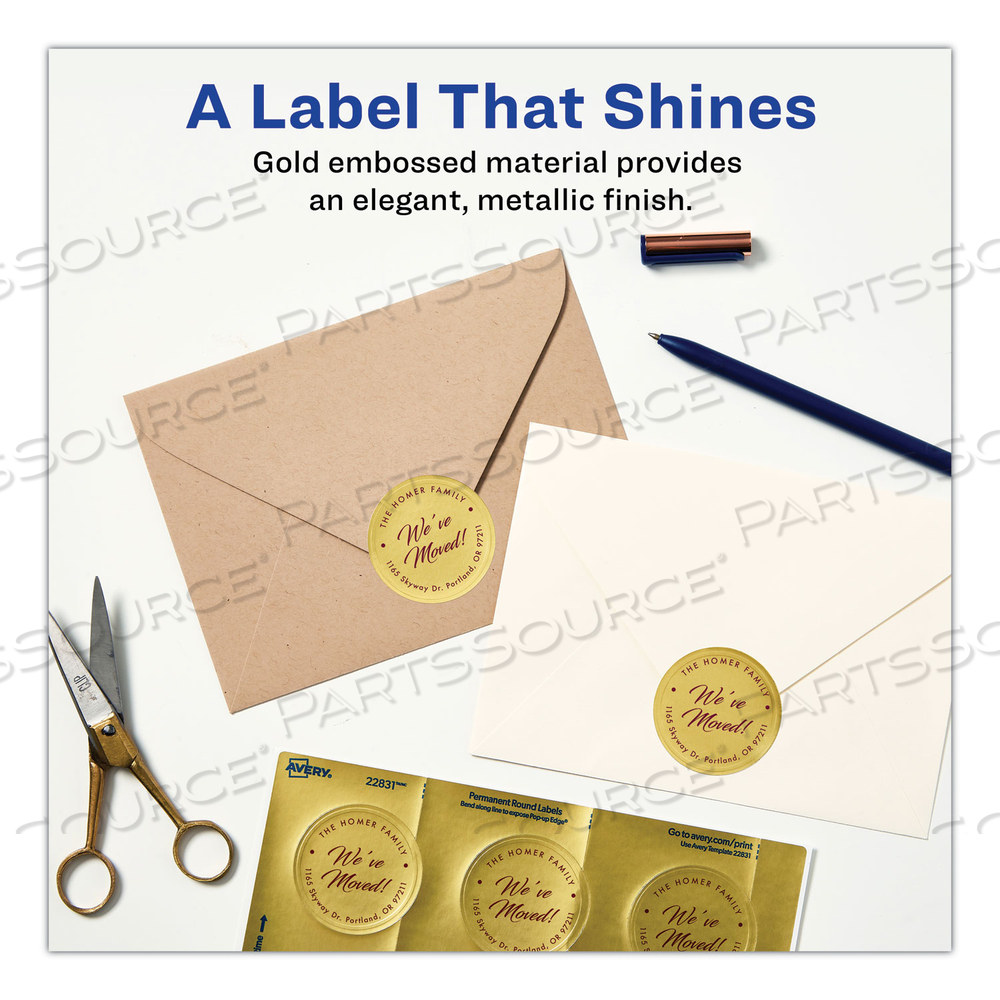 ROUND LABELS, INKJET PRINTERS, 2" DIA, GOLD, 12/SHEET by Avery ROUND LABELS, INKJET PRINTERS, 2" DIA, GOLD, 12/SHEET by Avery