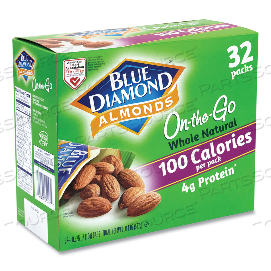 WHOLE NATURAL ALMONDS ON-THE-GO, 0.63 OZ POUCH, 32 POUCHES/CARTON 