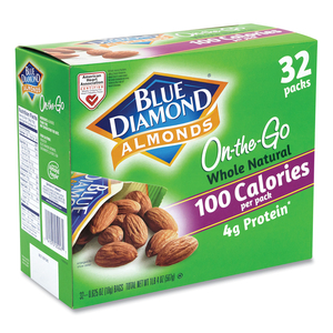 WHOLE NATURAL ALMONDS ON-THE-GO, 0.63 OZ POUCH, 32 POUCHES/CARTON by Blue Diamond