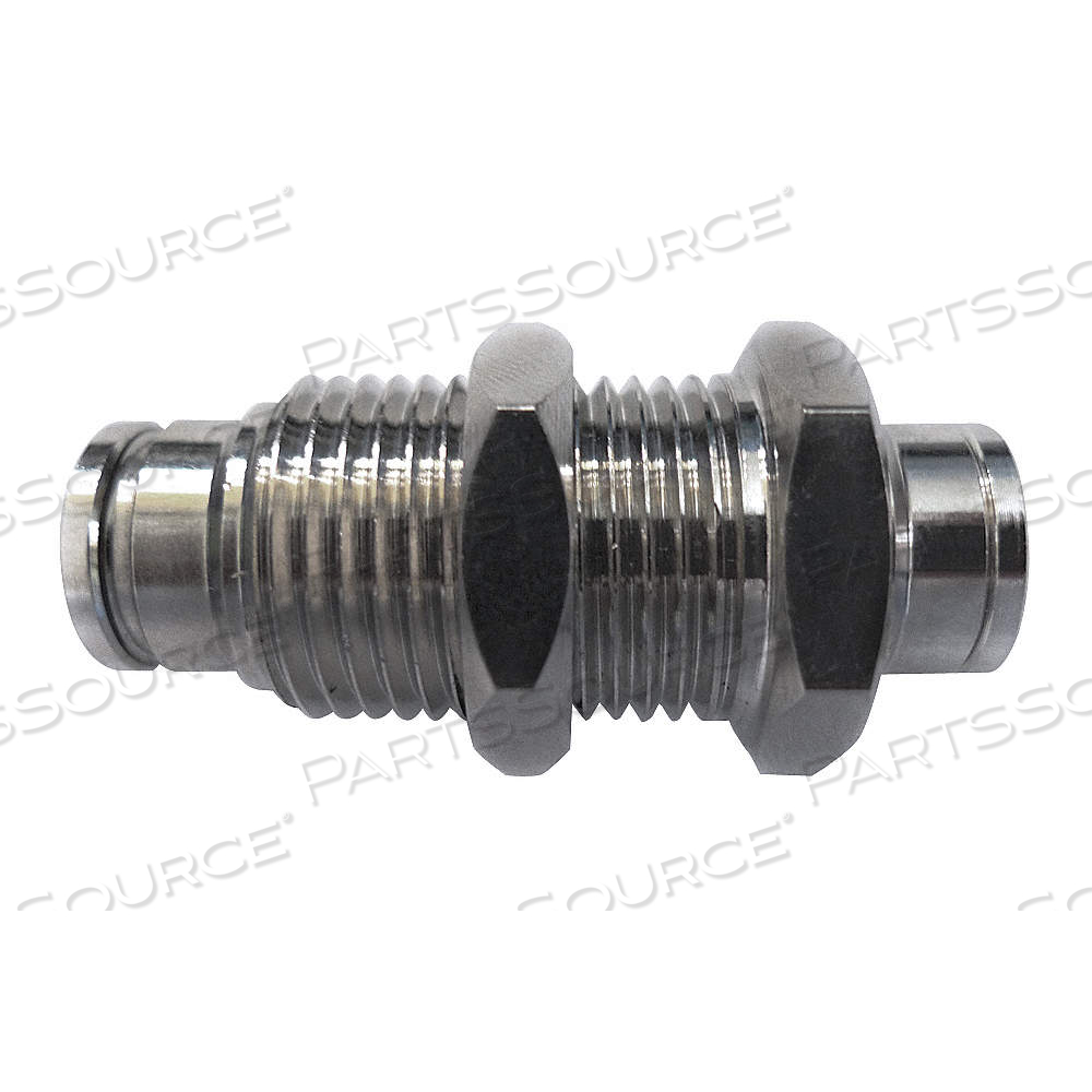 BULKHEAD UNION, NICKEL PLATED BRASS, PUSH-TO-CONNECT X PUSH-TO-CONNECT, FOR 1/4 IN X 1/4 IN TUBE OD by Approved Vendor
