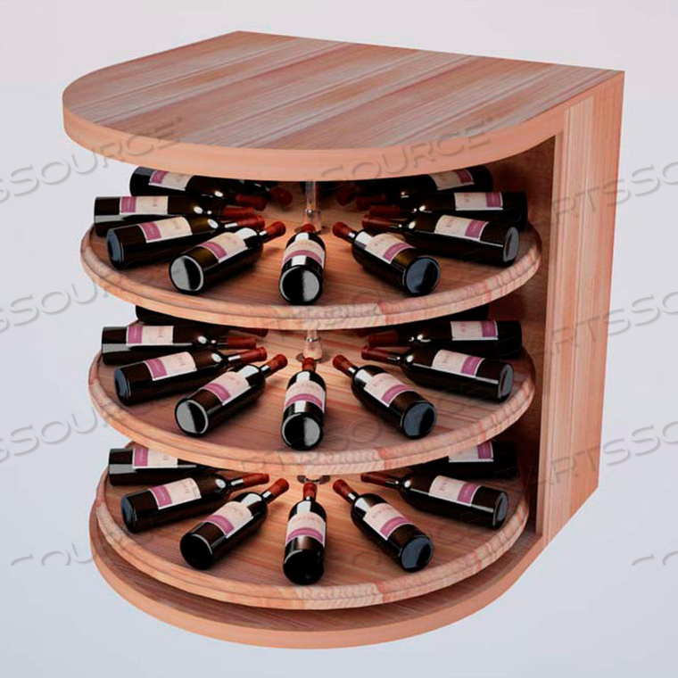 BULK STORAGE, ROTATING WINE BOTTLE CRADLE, 3-LEVEL 3 FT HIGH - BLACK, ALL-HEART REDWOOD 