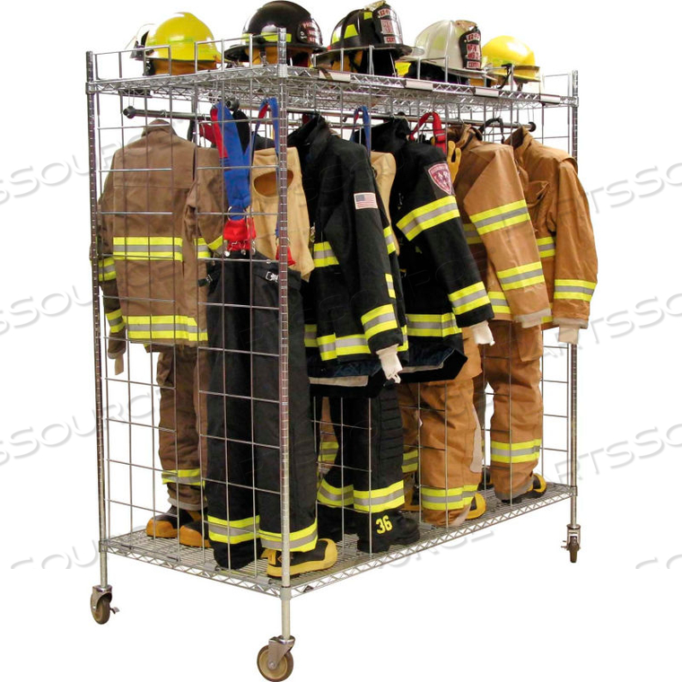 READY RACK MOBILE GEAR STORAGE RACK LOCKER, DOUBLE SIDED, SIX 24" SECTIONS, CHROME by Groves