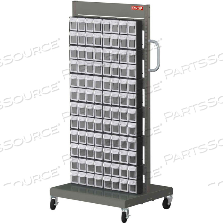 SHUTER FLIP OUT BIN MOBILE PARTS CART - DOUBLE SIDED WITH 192 BINS by LDS Industries LLC SHUTER FLIP OUT BIN MOBILE PARTS CART - DOUBLE SIDED WITH 192 BINS by LDS Industries LLC
