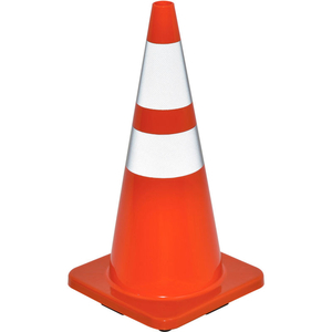 28" TRAFFIC CONE, REFLECTIVE, SOLID ORANGE BASE, 7 LBS by Jinyun Granchess Rubber & Plastics Co.Lt
