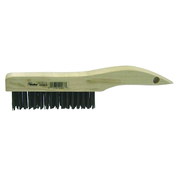 SHOE HANDLE SCRATCH BRUSH, 10 IN, 4 X 16 ROWS, STEEL WIRE, WOOD HANDLE by Weiler