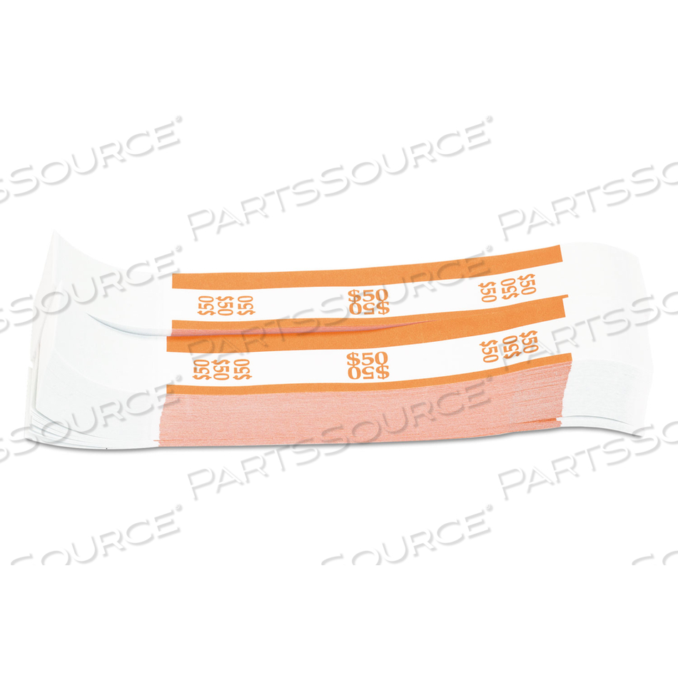 CURRENCY STRAPS, ORANGE, $50 IN DOLLAR BILLS, 1000 BANDS/PACK by Pap-R Products