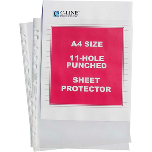 HEAVYWEIGHT POLYPROPYLENE SHEET PROTECTOR, A4 SIZE, CLEAR, 11 3/4 X 8 1/4, 50/BX by C-Line