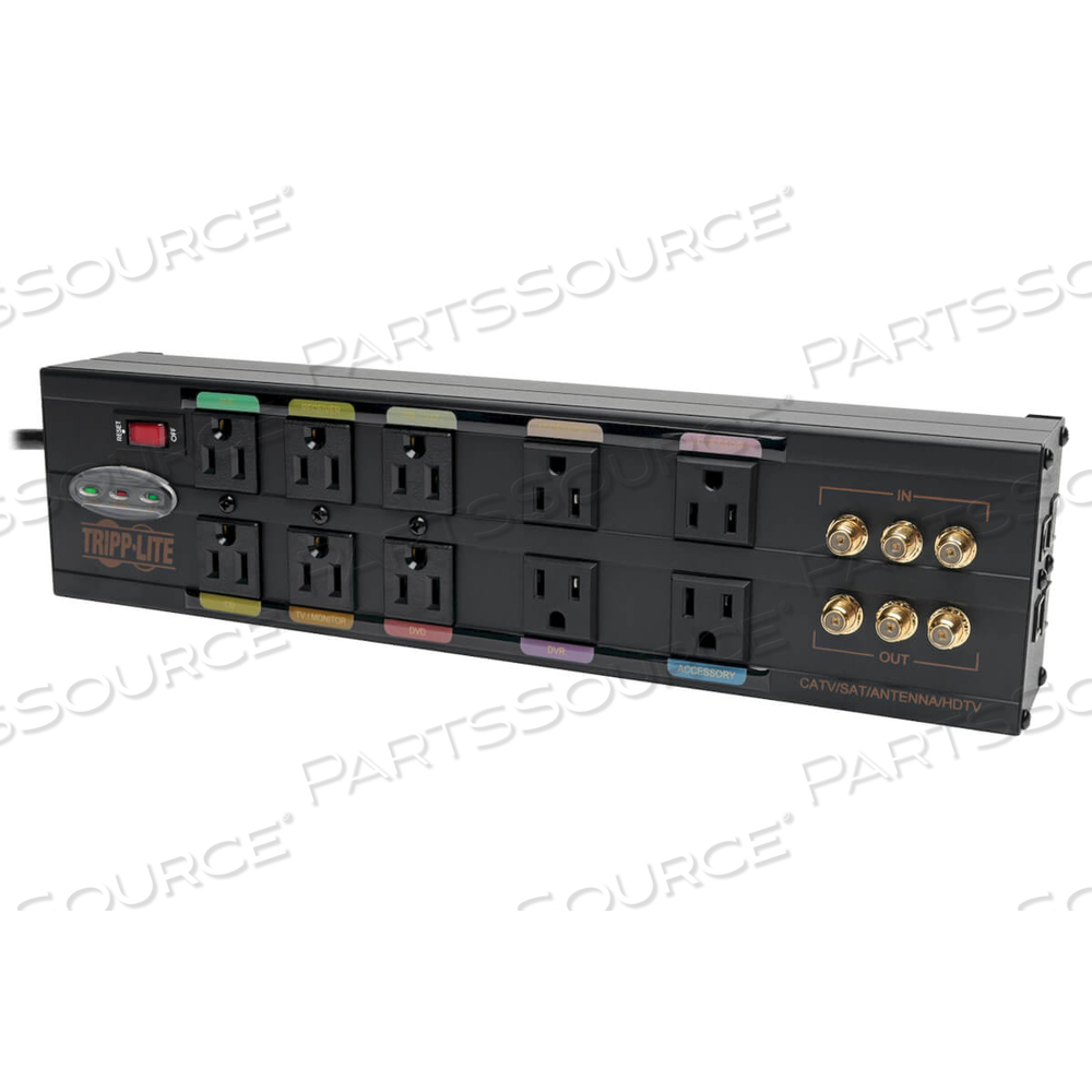 HOME THEATER ISOBAR SURGE PROTECTOR 10 OUTLET RJ11 RJ45 COAX by Tripp Lite HOME THEATER ISOBAR SURGE PROTECTOR 10 OUTLET RJ11 RJ45 COAX by Tripp Lite