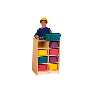 8 TRAY MOBILE CUBBIE W/COLORED TRAYS, 20"W X 15"D X 29-1/2"H, BIRCH PLYWOOD by Jonti-Craft Inc