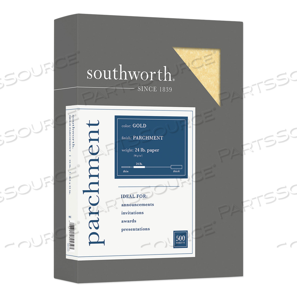 PARCHMENT SPECIALTY PAPER, 24 LB BOND WEIGHT, 8.5 X 11, GOLD by SOUTHWORTH PRODUCTS CORP