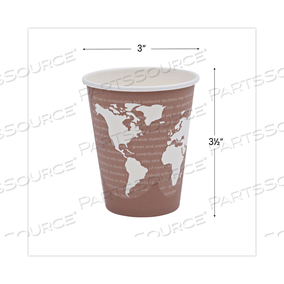 WORLD ART RENEWABLE AND COMPOSTABLE HOT CUPS, 8 OZ, PLUM by Eco-Products WORLD ART RENEWABLE AND COMPOSTABLE HOT CUPS, 8 OZ, PLUM by Eco-Products