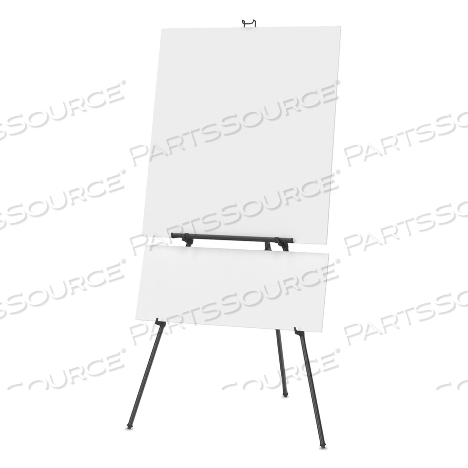ALUMINUM HEAVY-DUTY DISPLAY EASEL, 38" TO 66" HIGH, ALUMINUM, BLACK by Quartet ALUMINUM HEAVY-DUTY DISPLAY EASEL, 38" TO 66" HIGH, ALUMINUM, BLACK by Quartet