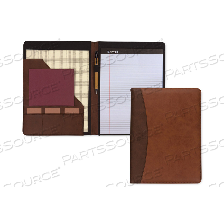 TWO-TONE PADFOLIO WITH SPINE ACCENT, 10.6W X 14.25H, POLYURETHANE, TAN/BROWN TWO-TONE PADFOLIO WITH SPINE ACCENT, 10.6W X 14.25H, POLYURETHANE, TAN/BROWN
