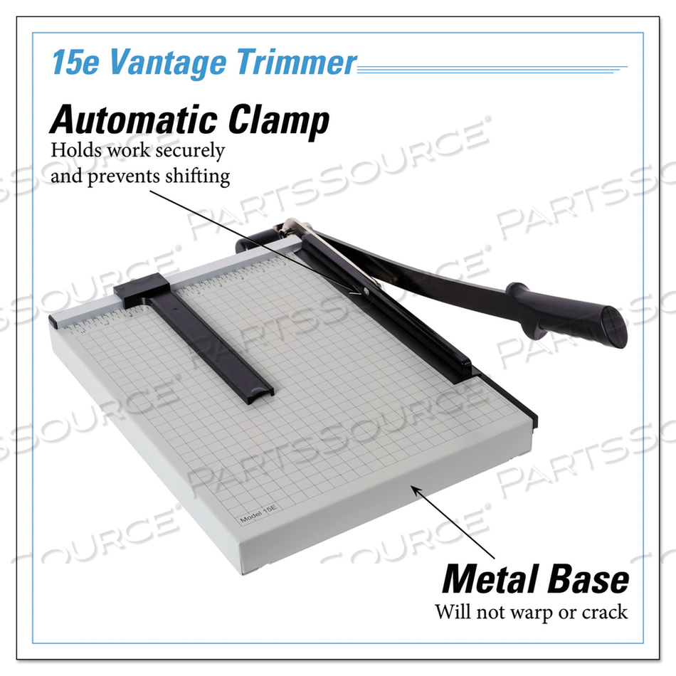 VANTAGE GUILLOTINE PAPER TRIMMER/CUTTER, 15 SHEETS, 15" CUT LENGTH, METAL BASE, 12.25 X 15.75 by Dahle North America