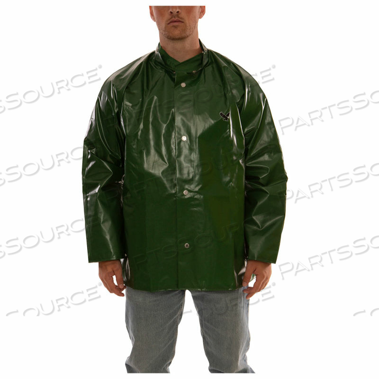 IRON EAGLE JACKET - GREEN - INNER CUFFS/STORM FLY FRONT/HOOD SNAPS, XS by Tingley Rubber IRON EAGLE JACKET - GREEN - INNER CUFFS/STORM FLY FRONT/HOOD SNAPS, XS by Tingley Rubber