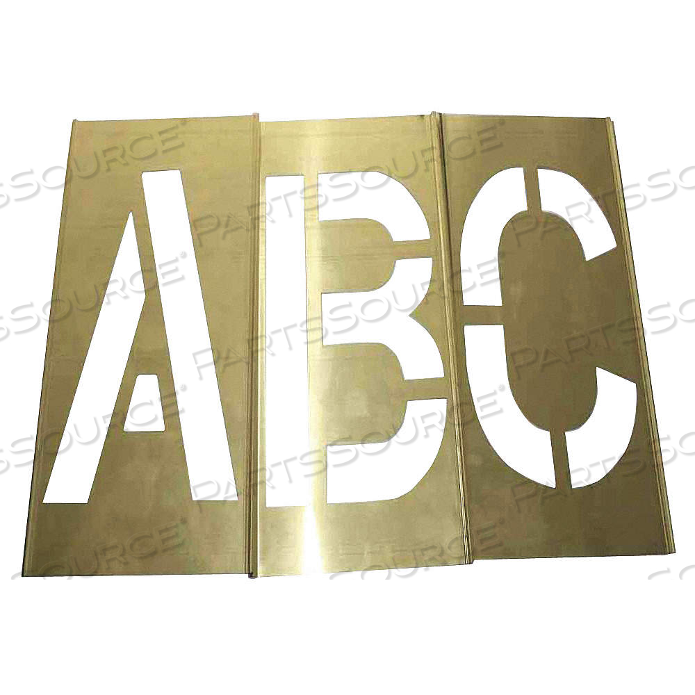 STENCIL KIT, A TO Z/PUNCTUATION, 3 IN CHARACTER HT, BRASS, INTERLOCKING by Approved Vendor