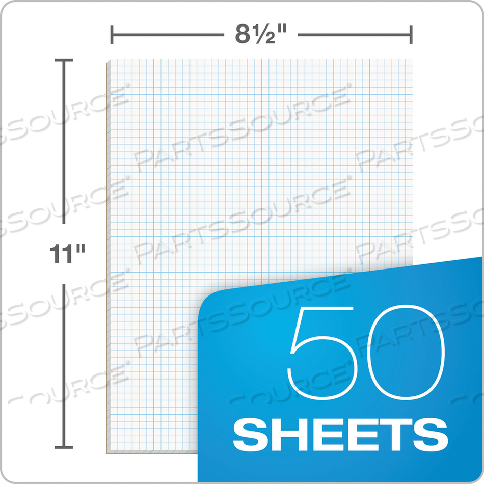 CROSS SECTION PADS, CROSS-SECTION QUADRILLE RULE (5 SQ/IN, 1 SQ/IN), 50 WHITE 8.5 X 11 SHEETS 