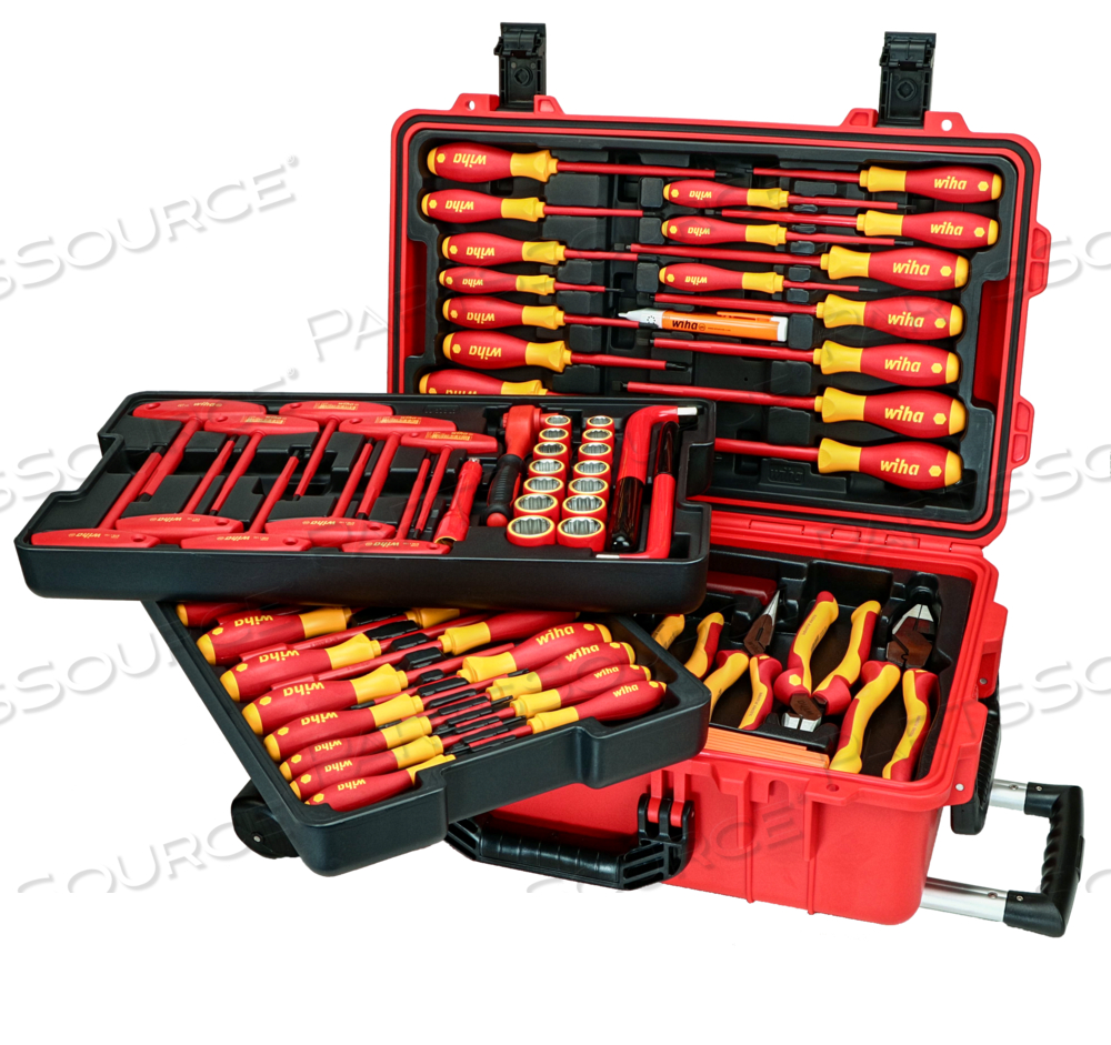 80 PIECE MASTER ELECTRICIAN'S INSULATED TOOLS SET IN ROLLING HARD CASE by Wiha Tools