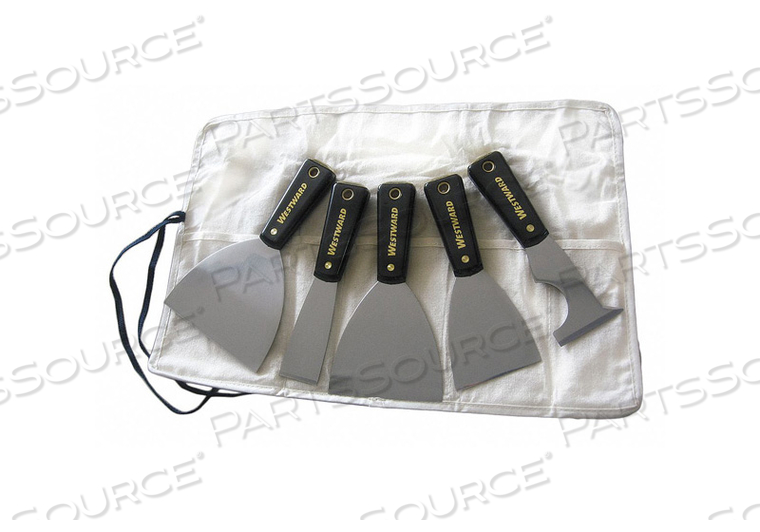 PUTTY KNIFE/PAINTERS TOOL SET, BLADE EDGE TYPE STRAIGHT, BLADE FLEXIBILITY FLEXIBLE, STIFF, BLADE LENGTH 3 1/2 IN, 3 3/4 IN, 4 IN, 4 1/4 IN, by Westward PUTTY KNIFE/PAINTERS TOOL SET, BLADE EDGE TYPE STRAIGHT, BLADE FLEXIBILITY FLEXIBLE, STIFF, BLADE LENGTH 3 1/2 IN, 3 3/4 IN, 4 IN, 4 1/4 IN, by Westward